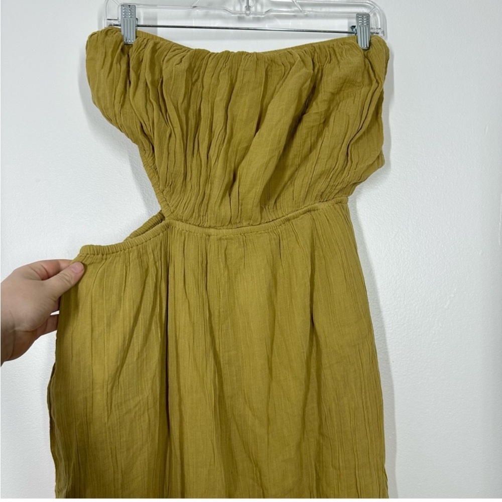 NEW Free People Womens M Gold Cut Out For It Strapless Jumpsuit Pockets - Picture 3 of 3